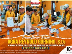 Agra Reynold Gurning Melesat Sendiri, Jadi Satu-Satunya Pendaftar Ketua Hanura Karo