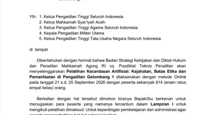 614 Hakim dan Aparatur Dipanggil Ikuti Pelatihan Kecerdasan Artifisial