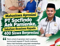 Mahasiswa Apresiasi PT Socfindo Aek Pamienke, Wujudkan Generasi Emas  Dengan Salurkan Beasiswa Kepada 400 Siswa  ‎