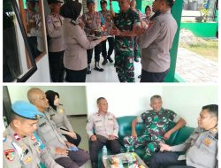 Kompak Polsek Rangkasbitung Bersama Polsek Cibadak datangi Koramil 0301/Rangkasbitung Berikan Ucapan HUT TNI Ke 81