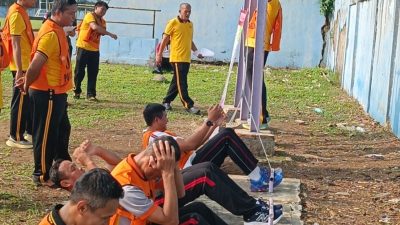 Tingkatkan Kebugaran Personel, Bag SDM Polres Lebak Gelar Tes Kesamaptaan Jasmani dan Beladiri Polri