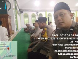 Anggota Polsek Cimarga Gelar shalat subuh keliling Di Darkum Polsek Cimarga mendukung penuh  Program Quick Wins Kapolri
